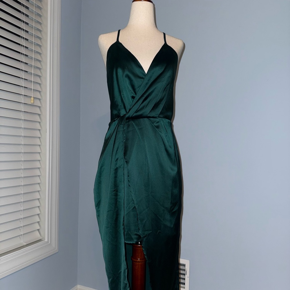 Elegant Green Satin Dress